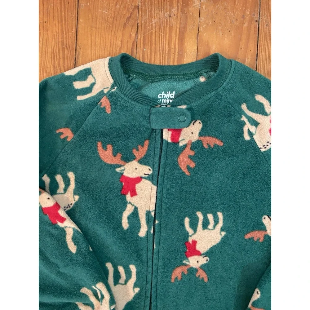 2 Carter's Kids Christmas Footie Pajamas Cookies And Reindeer Fleece Zip size 5